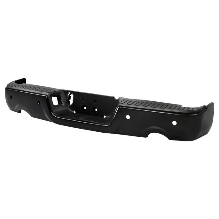 ( xTune ) Dodge Ram 1500 09-18 with Dual Exhaust Models and Parking Senor Hole Only OEM Style Steel Rear Bumper - Black ( Brackets  Hardware  And Step Pads All Included ) ( OEM Part # CH1103124 )