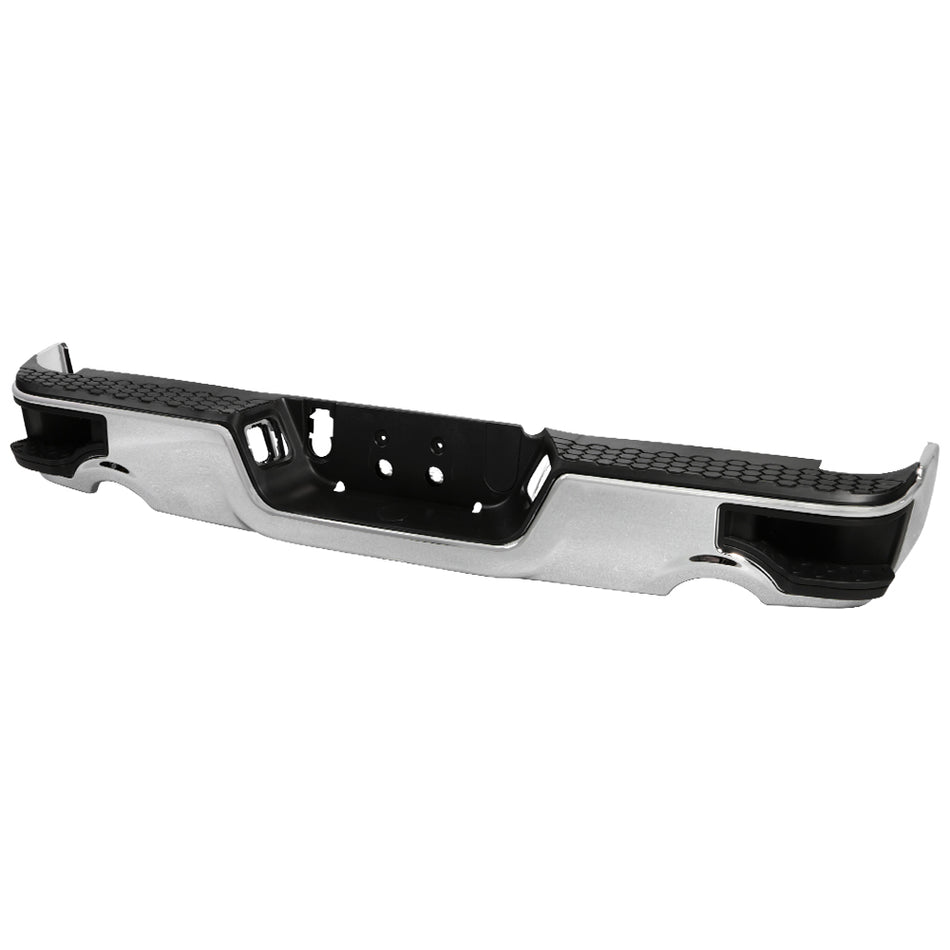 ( xTune ) Dodge Ram 1500 09-18/ Ram 1500 Classic 19 with Dual Exhaust Models Only ( Don‘t Fit Models with Parking Senor Hole ) Corner Step Style Steel Rear Bumper - Chrome ( Brackets  Hardware  And Step Pads All Included ) ( OEM Part # CH1103118 )