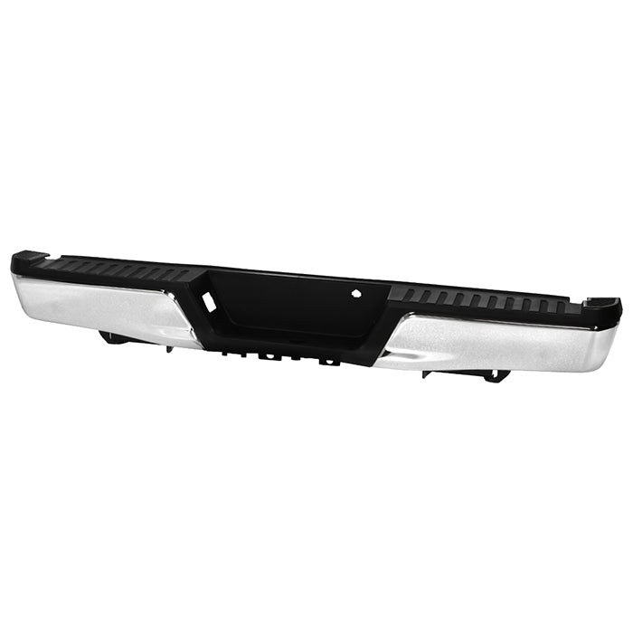 ( xTune ) Ford F150 Styeside 15-19 w/o Parking Sensor Holes & Hitch Rear Bumper Assembly ( Compatible w/oTowing Package and Rear Park Sensor Model Only  Not Compatible F150 Raptor Models) - Chrome