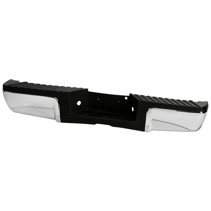 ( xTune ) Ford F250  F350 F450 08-12 Super Duty w/Black Rear Pad  w/o Parking Sensor w/License Lamp OEM Style Steel Rear Bumper - Chrome ( Brackets  Hardware  And Step Pads All Included )