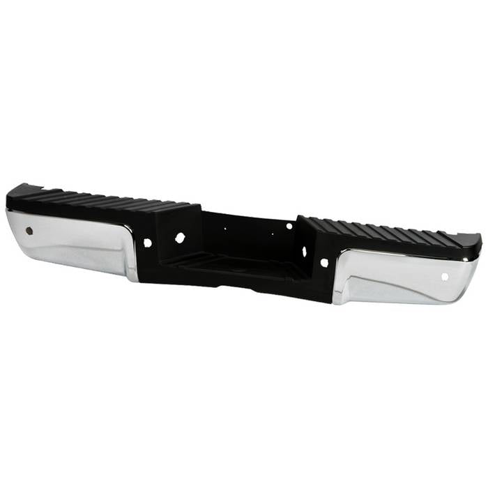 ( xTune ) Ford F250  F350 F450 08-12 Super Duty w/Black Rear Pad  w/ Parking Sensor w/License Lamp OEM Style Steel Rear Bumper - Chrome ( Brackets  Hardware  And Step Pads All Included )