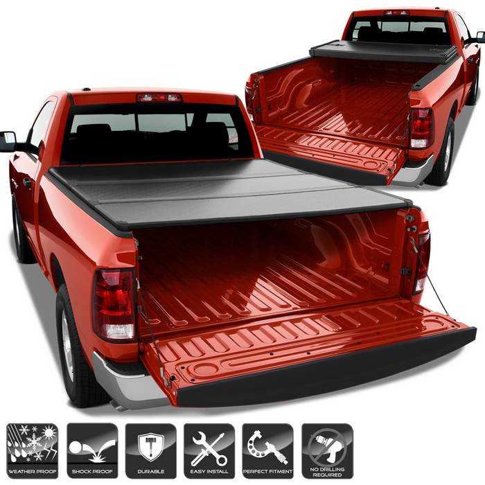 ( xTune ) Dodge Ram 2002-2009 72 Inches Short Bed (exclude 2002 2500/3500) Hard Tri-Fold Style Tonneau Cover - Black