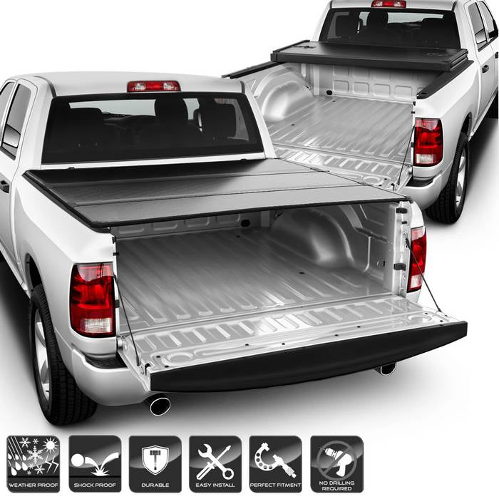 ( xTune ) Dodge Ram 2009-2016 67 Inches Bed Hard Tri-Fold Style Tonneau Cover - Black