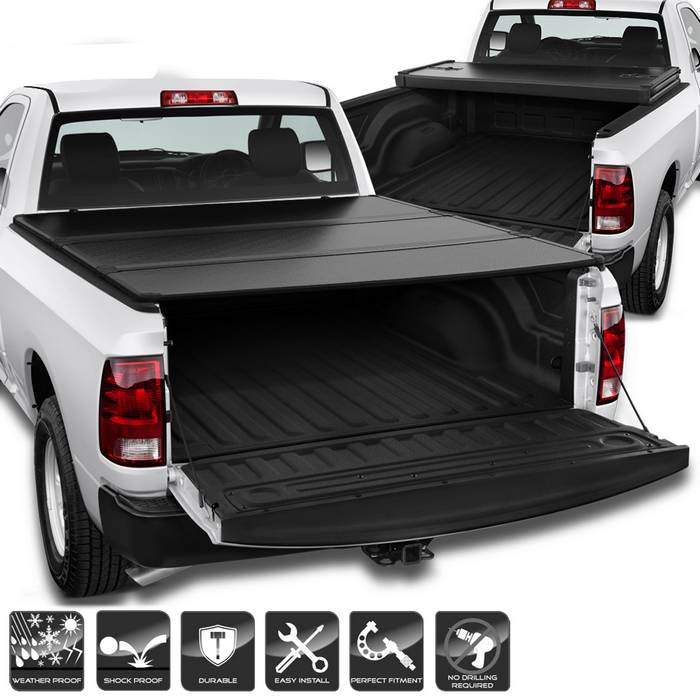 ( xTune ) Dodge Ram 2009-2016 78 Inches Short Bed (exclude 2009 2500/3500) Hard Tri-Fold Style Tonneau Cover - Black
