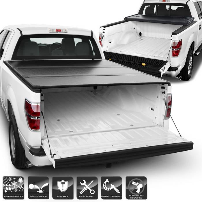 ( xTune ) Ford F150 2004-2014 66 Inches Bed ( Do Not Fit Flareside ) Hard Tri-Fold Style Tonneau Cover - Black