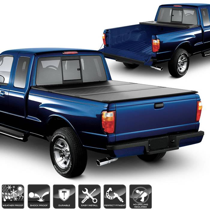 ( xTune ) Ford Ranger 1982-2011 72 inch Short Bed ( Do Not Fit Flareside ) Hard Tri-Fold Style Tonneau Cover - Black