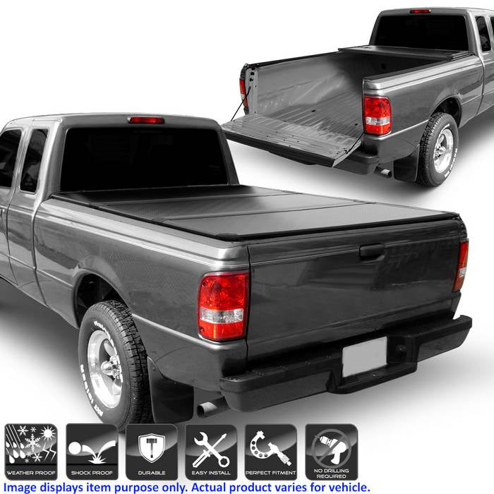 ( xTune ) Ford Ranger 1993-2011 Flareside/Splash 72 inch Bed Roll Up Style Tonneau Cover - Black