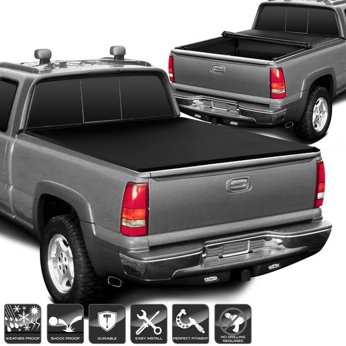( xTune ) Chevy / GMC C/K 1988-2002 78 inch  Short Bed Roll Up Style Tonneau Cover - Black