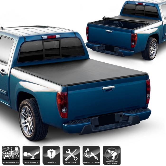 ( xTune ) Chevy Colorado / GMC Canyon 2004-2011 72 inch  Bed Roll Up Style Tonneau Cover - Black