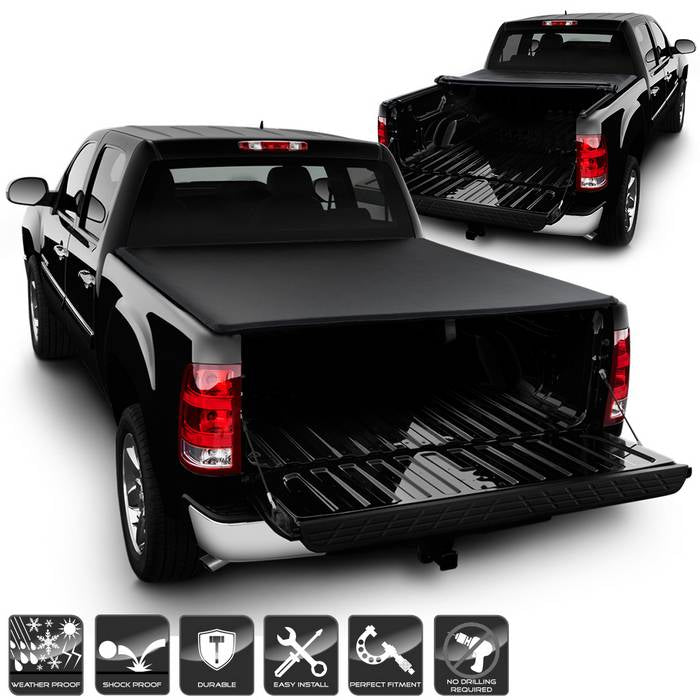 ( xTune ) Chevy Silverado/ GMC Sierra 1500 2004-2007 Crew Cab 68 inch  Bed Roll Up Style Tonneau Cover - Black