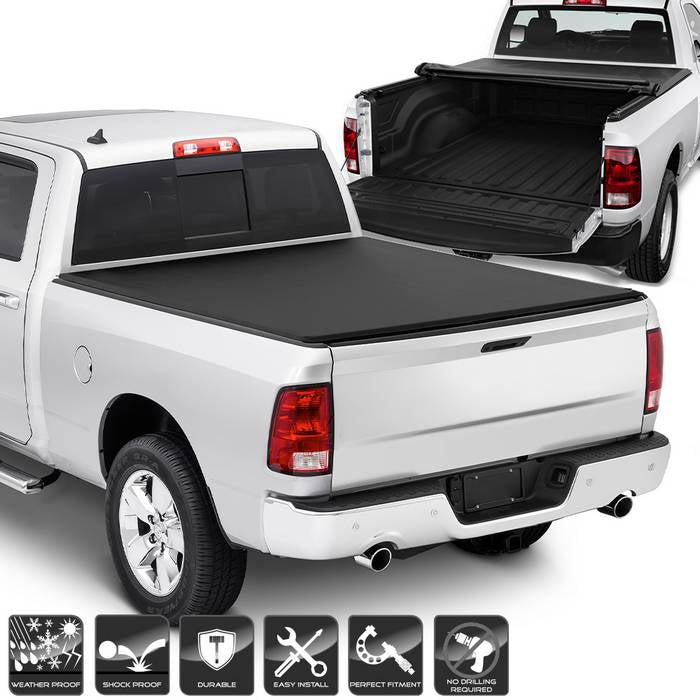 ( xTune ) Dodge Ram 2002-2009 78 inch  Short Bed (exclude 2002 2500/3500) Roll Up Style Tonneau Cover - Black