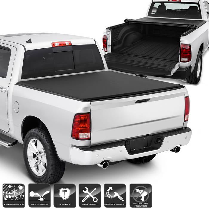 ( xTune ) Dodge Ram 2009-2016 67 inch Bed Roll Up Style Tonneau Cover - Black