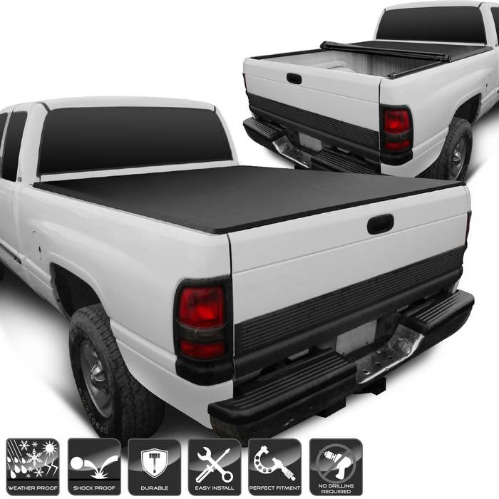 ( xTune ) Dodge Ram 1994-2002 78 inch  Short Bed (include 2002 2500/3500) Roll Up Style Tonneau Cover - Black
