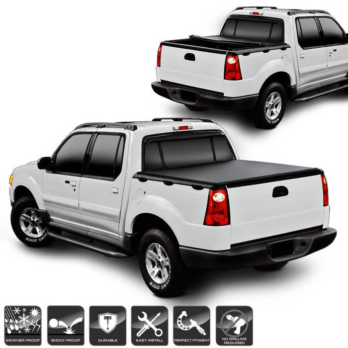 ( xTune ) Ford Explorer Sport Trac 2001-2005 49 inch  Roll Up Style Tonneau Cover - Black
