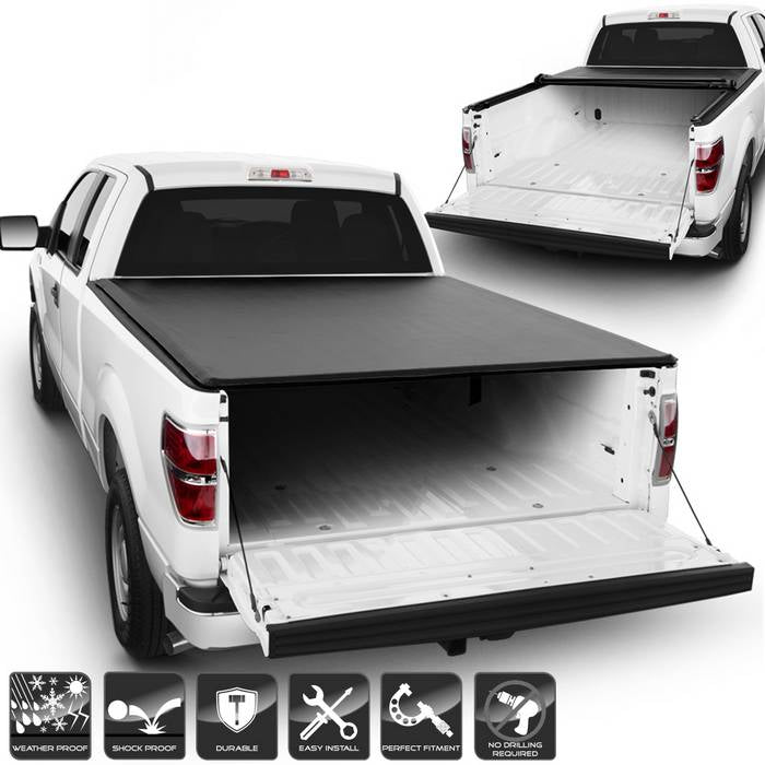 ( xTune ) Ford F150 2004-2014 66 inch  Bed ( Do Not Fit Flareside ) Roll Up Style Tonneau Cover - Black