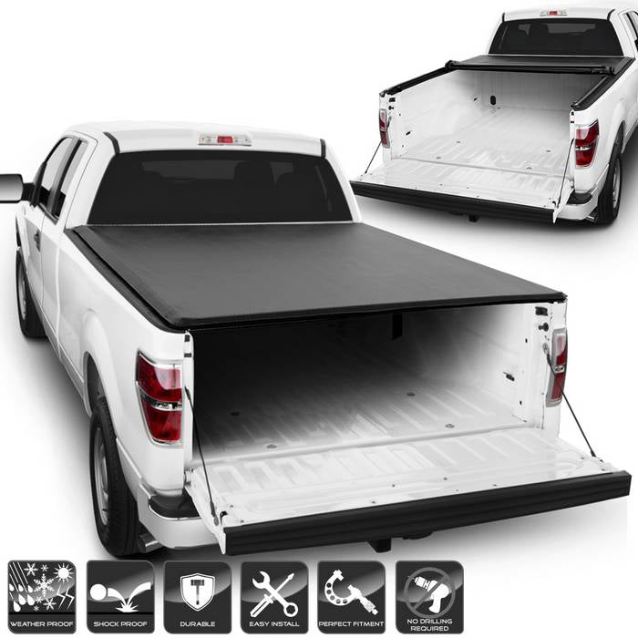 ( xTune ) Ford F150 2004-2014 78 inch  Short Bed ( Do Not Fit Flareside ) Roll Up Style Tonneau Cover - Black