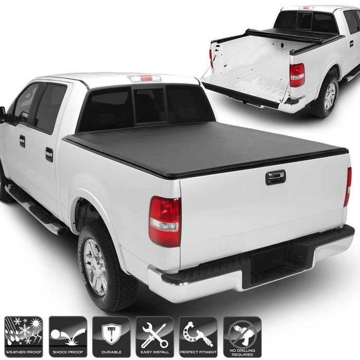 ( xTune ) Ford F150 1997-2004 78 inch  Short Bed ( Do Not Fit Flareside ) Roll Up Style Tonneau Cover - Black