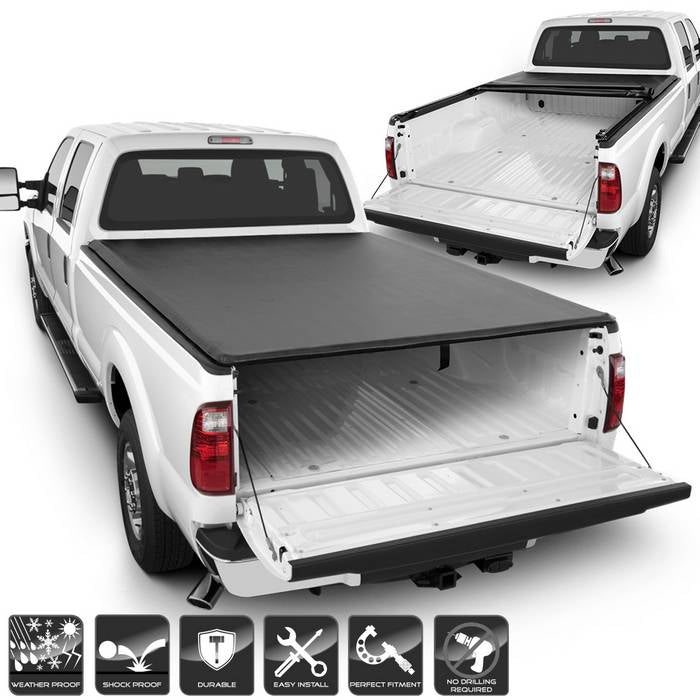 ( xTune ) Ford Super Duty 1999-2015 78 inch  Short Bed Roll Up Style Tonneau Cover - Black