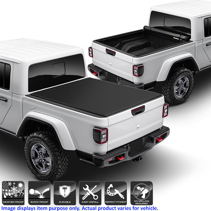( xTune ) Jeep Gladiator 2020-2021 60 inch Roll Up Style Tonneau Cover - Black