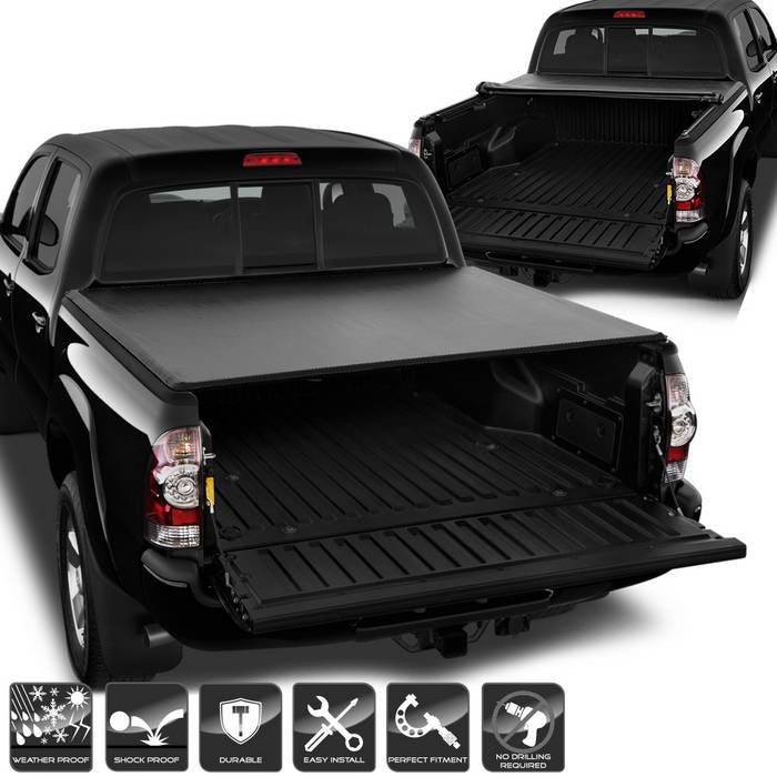 ( xTune ) Toyota Tacoma 2005-2015 60 inch  Bed Roll Up Style Tonneau Cover - Black