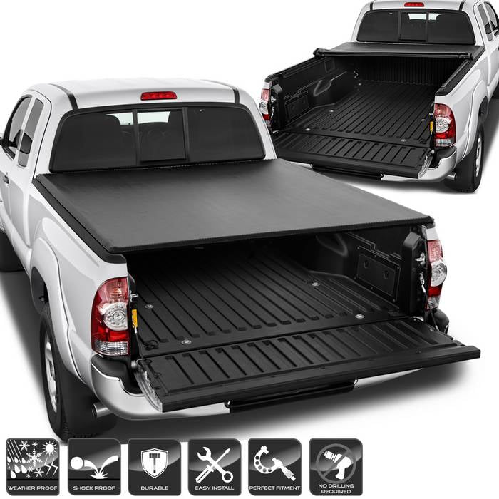 ( xTune ) Toyota Tacoma 2005-2011 72 inch  Bed Roll Up Style Tonneau Cover - Black