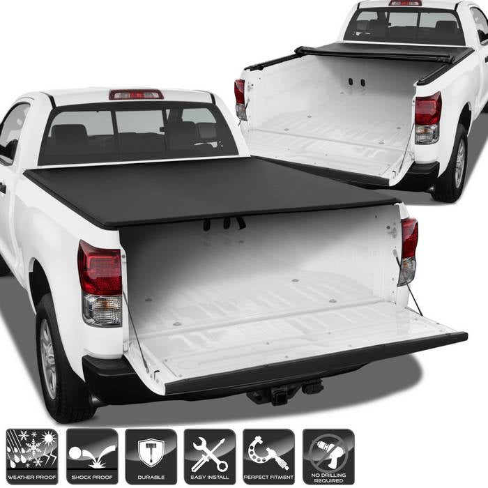 ( xTune ) Toyota Tundra 2007-2013 78 inch  Short Bed Roll Up Style Tonneau Cover - Black